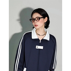 抖音得物品质秋冬美式高街重磅结构拼接织带翻领卫衣夹克外套W113，男装夹克，电商A486