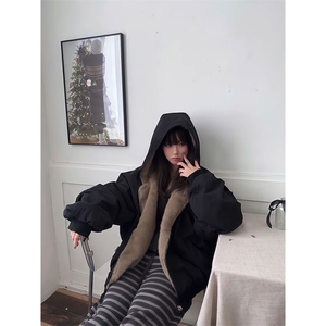 两面穿现货重磅短款座山雕棉衣男女双面穿毛毛绒棉服加厚外套图片