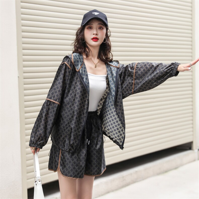 2024夏季网红炸街套装女防晒外套+高腰短裤辣妹休闲/淑女,女装套装/套裙,韩蜜菓
