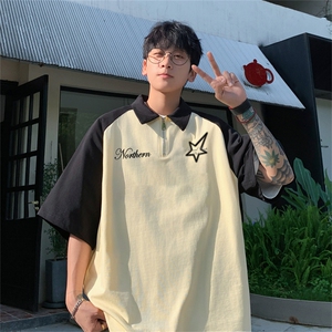 港风重磅全棉撞色插肩袖polo衫短袖男T恤GP3190-P45控78图片