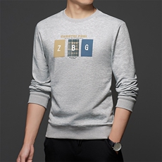 时尚款印花T恤衫男圆领长袖上衣青年男士休闲百搭打底体恤衫男装，男装T恤，电商B212（原钱塘6029）