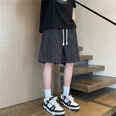 抖音品质新款潮流格纹灯芯绒宽松五分裤B315-K25780-特p25控48，男装休闲裤，电商B315