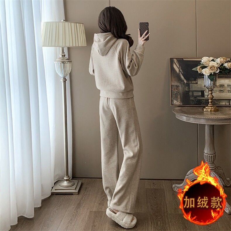 女秋冬新款时尚连帽开衫卫衣卫裤两件套,女装套装/套裙,江南