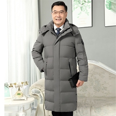 现货主推爸爸长款连帽羽绒服男中老年爷爷保暖开衫外套YR307-P150，男装羽绒服，星座1210A