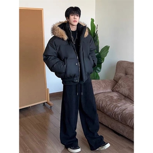 网图  秋冬新款 休闲百搭连帽毛领PU加厚情侣棉服MY5241 TP85图片