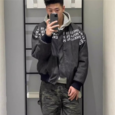 美式机车皮衣男女2026新款春季新款复古pu夹克潮牌情侣休闲外套，男装夹克，星座715-4