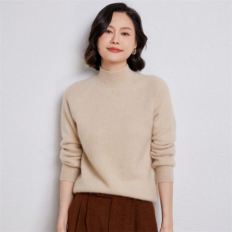 时尚百搭女士高领羊毛衫简约休闲显瘦保暖毛衣,女装羊毛衫,温伦斯特羊绒