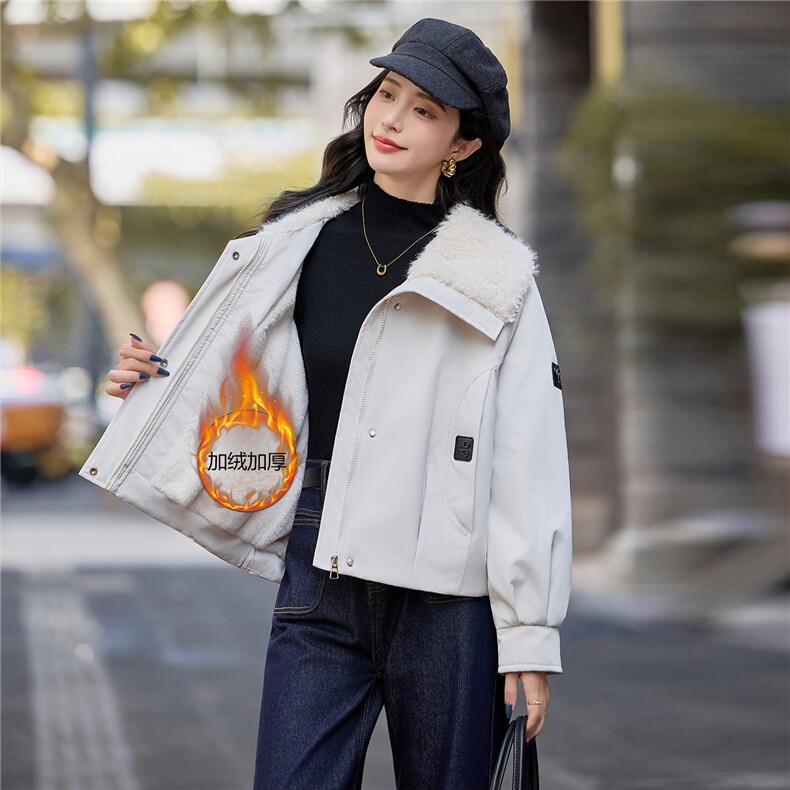 2025冬装新款休闲加绒棉衣外套,女装棉衣/棉服,依路服饰