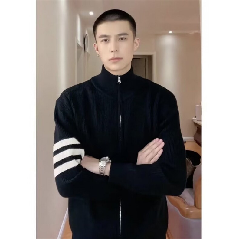 慵懒高级感正肩开衫毛衣男款美式复古立领外套cleanfit百搭针织衫,男装针织衫/毛衣,星座410-7