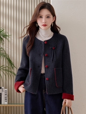 双面羊绒大衣女小个子2025年新款高级感短款秋冬季韩系羊毛呢外套，女装毛呢外套，韩宇舍