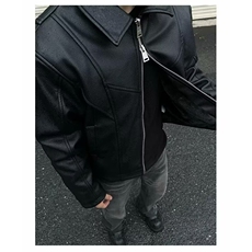 男士皮衣外套春秋季2025新款翻领潮牌痞帅派克服男款机车服皮夹克，男装皮衣，星座1210-1