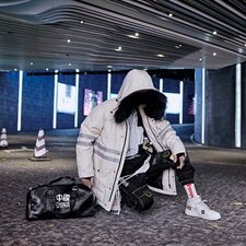 2020电商B247冬季新款中长款羽绒服港风大毛领情侣款抗寒919，男装羽绒服，电商B247