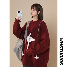 M8177/P80星星毛衣美式高街星星毛衣男宽松潮慵懒?设计感针织，女装针织衫/毛衣，电商A141