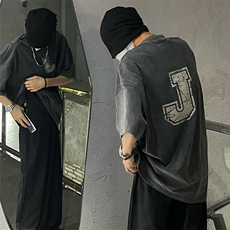 重磅抖音品质美式复古字母蜡染水洗做旧宽松短袖t恤DT60-P38，男装T恤，星座301C-5
