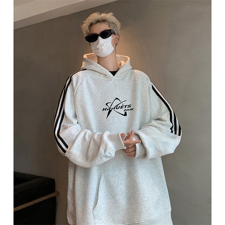 抖音得物供货提供视频秋冬重磅美式宽松织带连帽卫衣0406，男装卫衣，电商A486