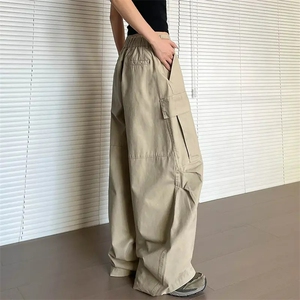 2025美式复古水洗宽松直筒廓形工装裤男女潮牌慵懒拖地阔腿休闲裤图片