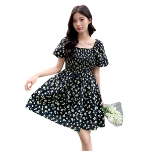 夏季新款方领碎花短款连衣裙B190-82376-P100-K148图片