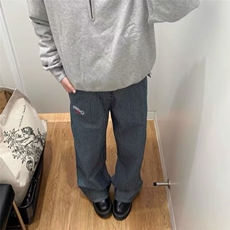 阔腿条纹工装牛仔裤女2025春秋新款高腰显瘦直筒弯刀裤子NZ1224，男装牛仔裤，星座516A