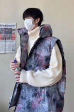 冬装港风加厚棉马甲男宽松满印休闲棉衣马夹潮外套A071-Y311-P60，男装棉衣，电商A071