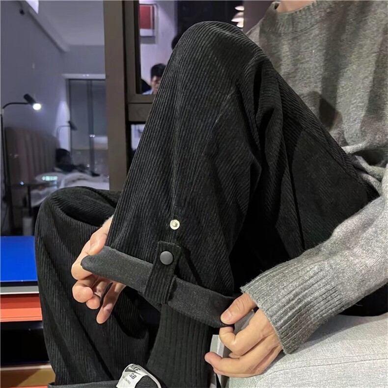 灯芯绒男裤秋冬坠感阔腿休闲裤B370P32，男装休闲裤，星座1116-2