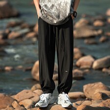 2023夏日系外景冰丝薄款垂感男透气贴标束脚休闲九分裤K23697-P35，男装休闲裤，电商A082