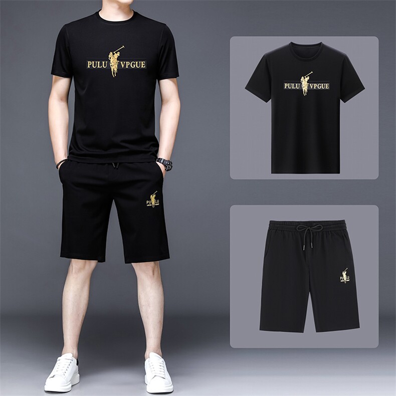 2023新款运动套装男冰丝薄款三件套夏季短袖t恤休闲夏装速干男装,男装休闲套装,电商B212（原钱塘6029）