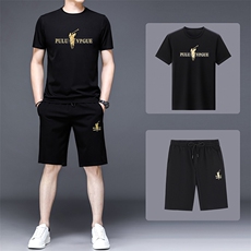2023新款运动套装男冰丝薄款三件套夏季短袖t恤休闲夏装速干男装，男装休闲套装，电商B212（原钱塘6029）