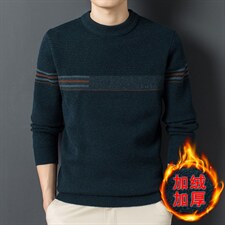 Z2629男士2023年秋冬新款长袖加绒圆领针织衫休闲打底衫P85，男装针织衫/毛衣，电商B360