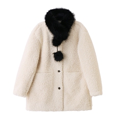 春慵懒风环保羊羔毛外套女秋冬时尚宽松加厚皮毛一体休闲减龄上衣，女装羊羔毛/颗粒绒，意芙