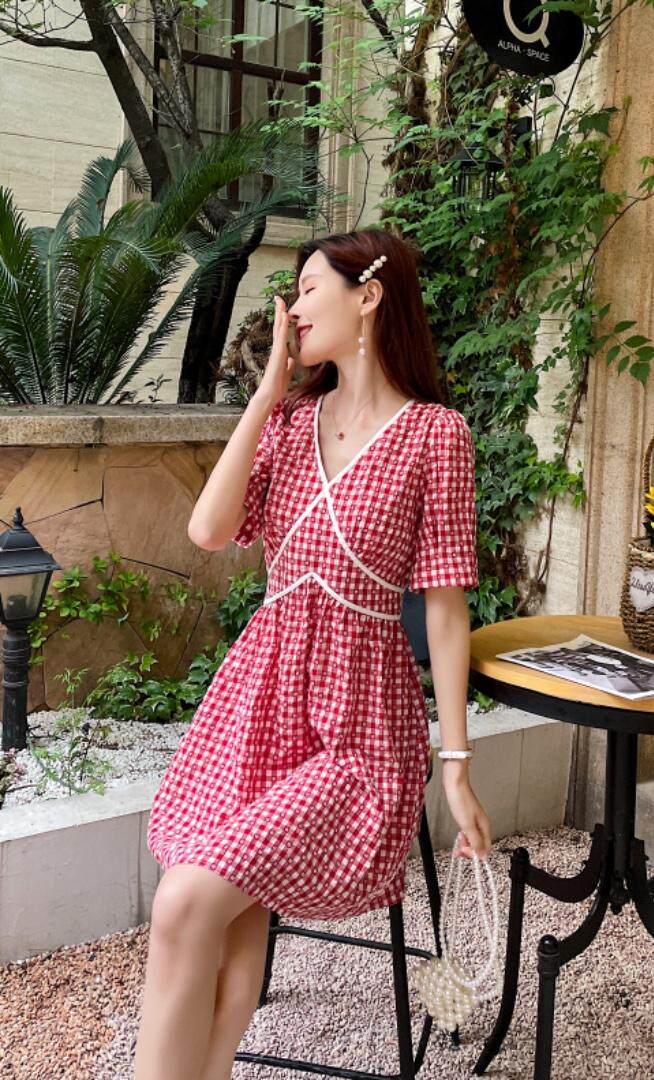 格子连衣裙，女装连衣裙，玉璟晞