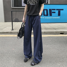 自带卡扣腰带冰感夏季薄款直筒裤百搭垂感冰丝裤310A-4-KZ98-P30，男装休闲裤，星座310A-4