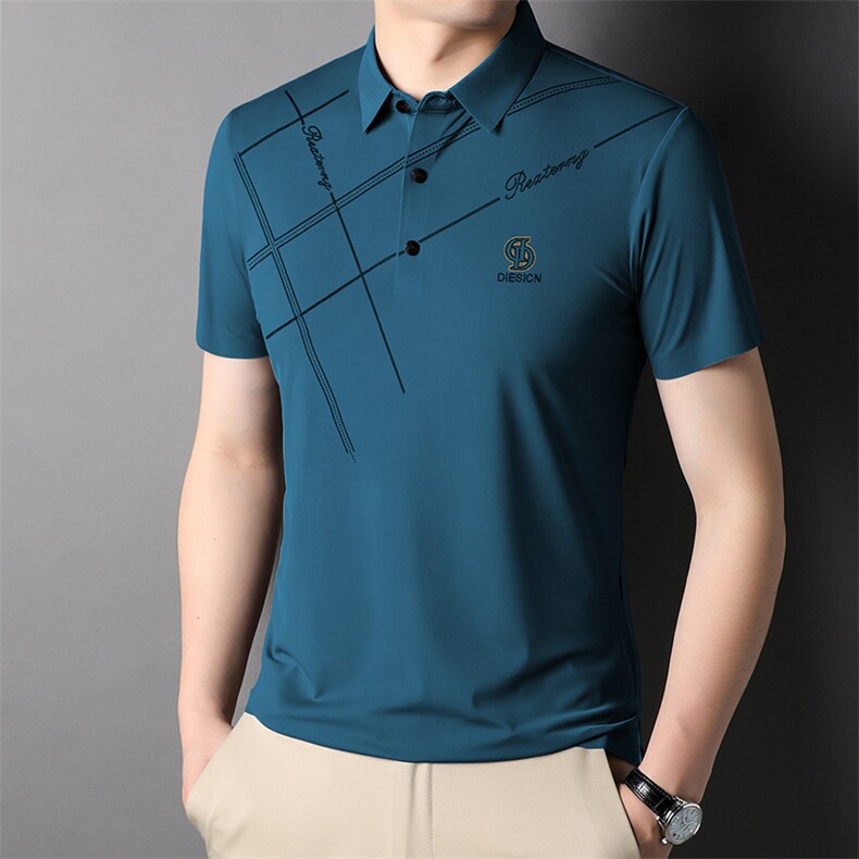 22夏季新款中年男士翻领短袖T恤POLO衫商务休闲时尚百搭男装上衣图片