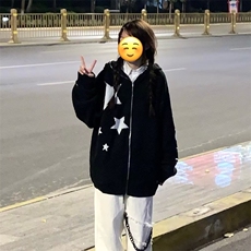 D07-P452025新款潮美式复古星星设计开衫针织毛衣连帽外套，男装针织衫/毛衣，电商B323A