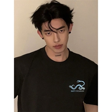 美式黑色蛇年限定印花短袖t恤上衣男9027-P20，男装T恤，电商B380（原B361）
