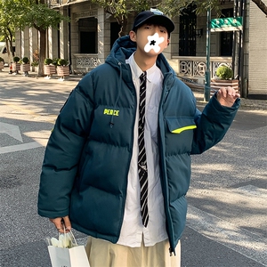 冬季新款潮保暖加厚假两件连帽男休闲宽松棉衣WT07-P80图片