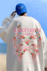 ！直播品质重磅宽松大码港风蝴蝶印花圆领卫衣WY86-特p28，男装卫衣，星座508（原C305）
