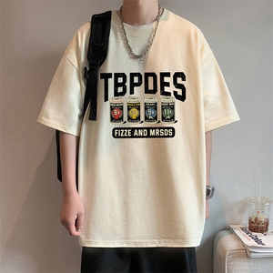 T786大码宽松纯棉运动圆领体恤衫oversize短袖T恤男重磅T图片