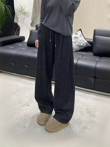 2025年秋季宽松直筒裤长裤中腰百搭爆闪银河闪闪裤时尚百搭图片