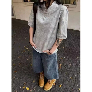 透气圆领基础针织短袖亨利衫男 W9，男装T恤，星座910B