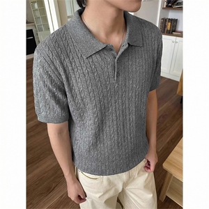 麻花短袖针织polo衫男夏季修身健身弹力T恤翻领X61400-TP48不图片