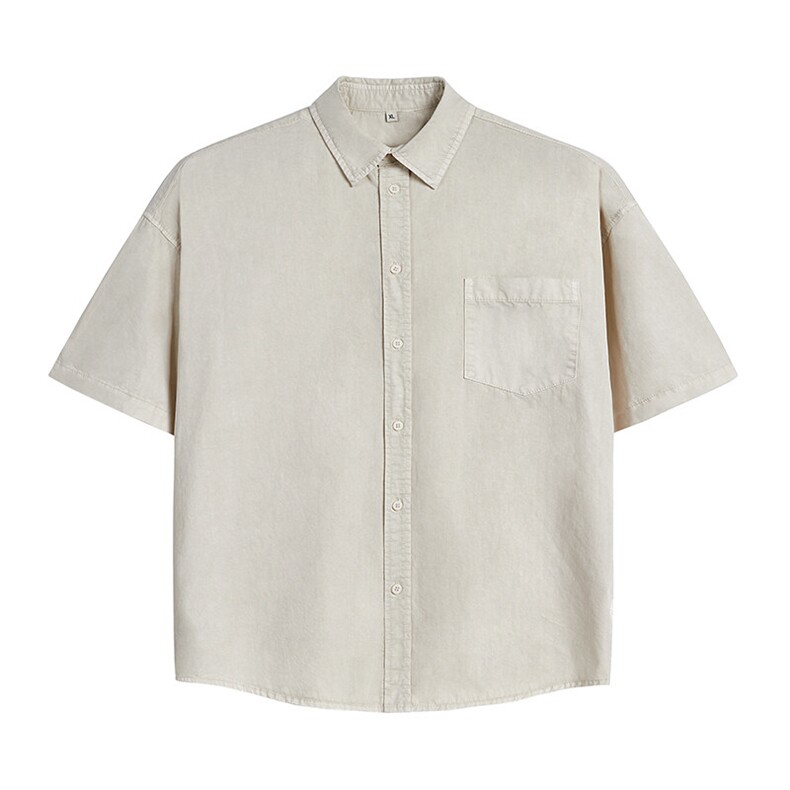 美式工装衬衫短袖夏季宽松纯棉脏染衬衣男A436-0628-P4569,男装衬衫,电商A436