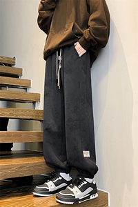 8XL-M痞帅脏脏束脚休闲卫裤男秋冬加绒加厚大码裤子KZ022特价P40图片