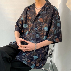 2023短袖衬衫男夏季薄款宽松百搭花衬衣高街ins潮男CS1313-P35图片