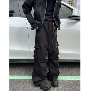 K828-特P55 加绒特P65 水洗棉布男休闲口袋工装裤宽松直筒拖地裤图片