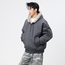 自家图有视频加绒毛领棉衣冬季新款座山雕连帽派克棉服M2555p88，男装棉衣，电商D315
