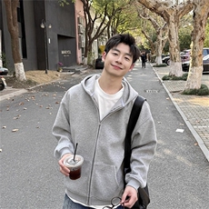 小众潮牌美式秋冬薄款连帽卫衣男cleanfit短2025秋冬薄款帽衫，男装卫衣，星座506A