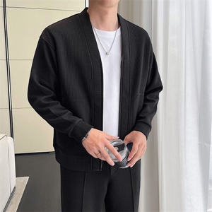 男士针织衫春秋季简约宽松开衫外套