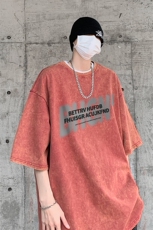 B239-1055-P38美式复古水洗做旧字母印花短袖T恤，男装T恤，星座514-2(原B239)