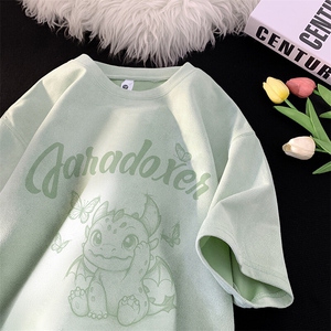 麂皮绒烧花短袖T恤 FSJP254 M-5XL P25控48图片