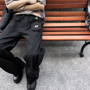 美式复古潮牌休闲长裤高街嘻哈多口袋宽松阔腿男女工装裤-KZ65图片